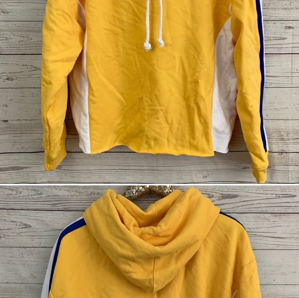 Levi's yellow Y2K stripe sport hoodie sweatshirt